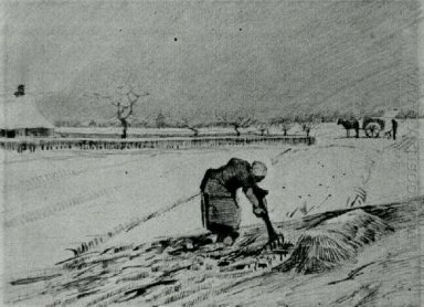 Snowy Landscape Dengan Membungkuk Wanita 1883