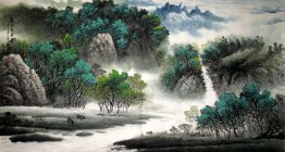 Mountains, water, trees - Chinese Painting