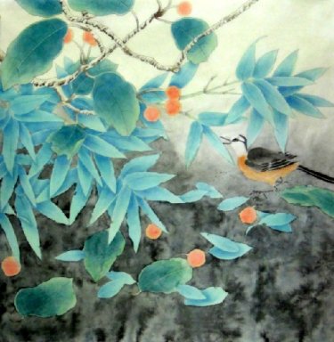 Fåglar-Frukt - kinesisk målning