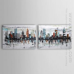 Hand-painted Landscape Oil Painting - Set of 2