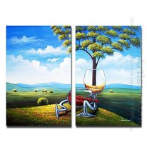 Tangan-Dicat Landscape Oil Painting - Set 2