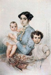 Portrait Of Teresa Michele Tittoni With Sons 1852