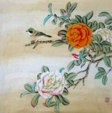 Oiseaux et fleurs - Peinture chinoise