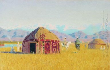 Kirguistán tienda en el Chu Río 1870
