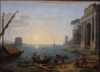 A Seaport At Sunrise 1674 1