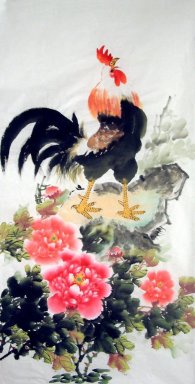 Chicken & Peony - Pittura cinese