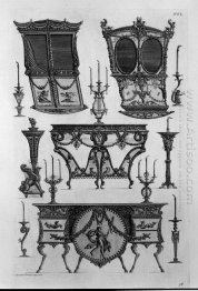 Two Sides Of Sedan Chairs Two Tables To The Wall Nine Chandelier