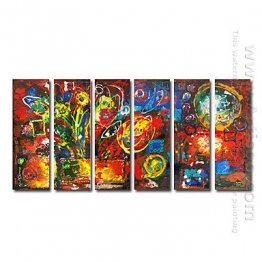 Hand-painted Abstract Oil Painting - Set of 6