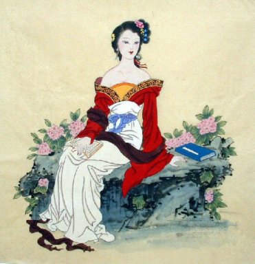 Belle peinture Lady-chinois