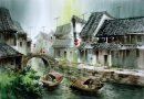 Une campagne, aquarelle - peinture chinoise