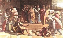 La mort d'Ananias Dessin animé pour la Chapelle Sixtine
