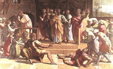 Döden av Ananias tecknad För Sixtinska kapellet