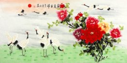 Crane - Peony - Chinese painting