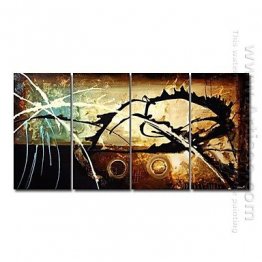 Hand-painted Abstract Oil Painting - Set of 4