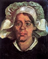 Tête d'une femme rurale avec le chapeau blanc 1885 5