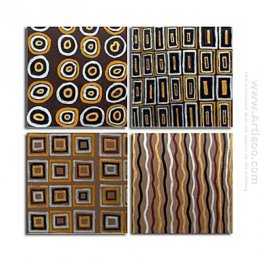 Hand-painted Abstract Oil Painting - Set of 4