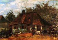 Cottage und Frau mit Ziege 1885