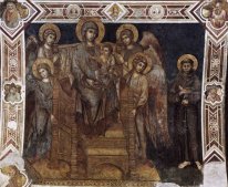 Thronende Madonna mit dem Kind St Francis und vier Engel 1280