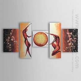 Hand-painted Abstract Oil Painting - Set of 5