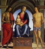Madonna och barn med St Johannes Döparen och St Sebastian 1493