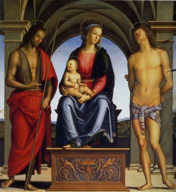 Madonna et enfant avec St John le baptiste et St Sebastian 1493