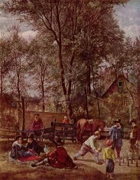 Skittle Players Outside An Inn 1663