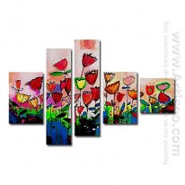 Hand-painted Floral Oil Painting - Set of 5