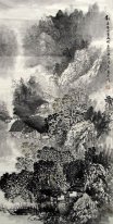 Mountains, river, farmhouse - Chinese Painting