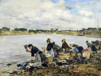 Laundresses På stranden av The Touques 1886