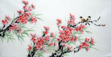 Peach Blossom y pájaros - la pintura china