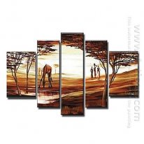 Tangan-Dicat Landscape Oil Painting - Set Dari 5