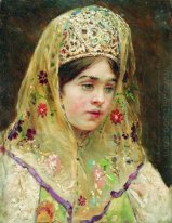 Portrait de la fille dans une robe de Russie 1