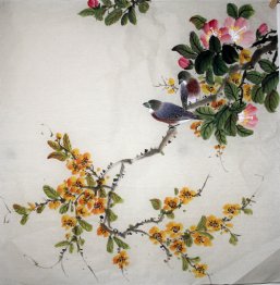 Oiseaux et fleurs - Peinture chinoise