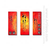 Hand-painted Abstract Oil Painting - Set of 3