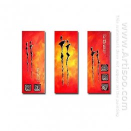 Hand-painted Abstract Oil Painting - Set of 3