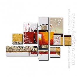 Hand-painted Abstract Oil Painting - Set of 8