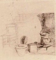 Unfinished Sketch Of An Interior With A Pan Above The Fire 1881