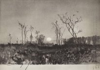 Landschaft mit Mond