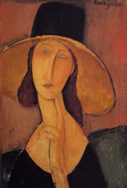 Retrato de Jeanne Hébuterne en un sombrero grande