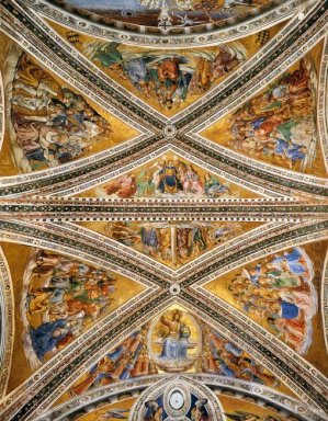 Fresco\'S aan het plafond in de kapel van San Brizio