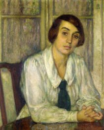 Portrait Of Elizabeth Van Rysselberghe Seated With Her Hands On