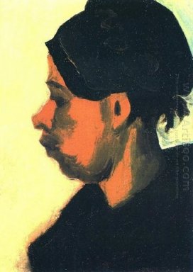 Tête d\'une femme rurale avec le chapeau foncé 1885