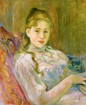 Junges Mädchen mit Katze 1892