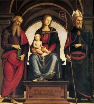 Lady In Throne With Child Between The Saints And John Augustine
