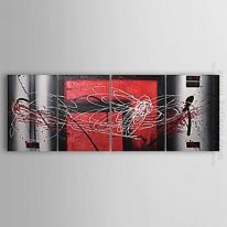 Hand-painted Abstract Oil Painting - Set of 4