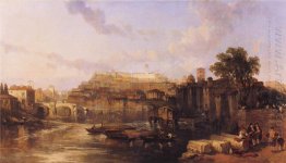 Rome, View on the Tiber Looking Towards Mounts Palatine and Aven