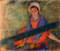 woman seated on a bench 1885