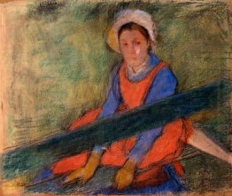 woman seated on a bench 1885