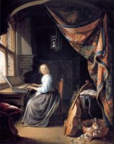 En Lady Spelar Clavichord