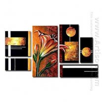 Hand-painted Floral Oil Painting - Set of 6